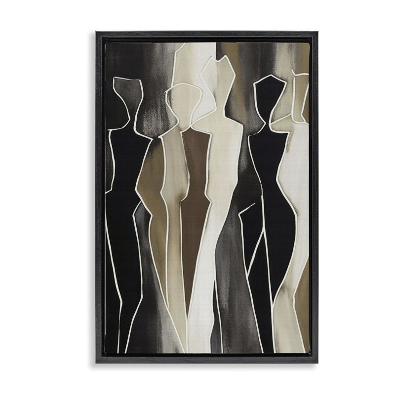 Cadre flottant Earthy People Silhouettes, design par LSR Creative Studio, H 31 po x l 21 po, Cadre flottant noir de jais