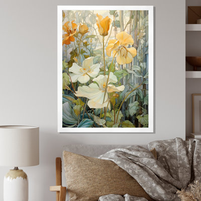 «Blossoming White Wildflowers», illustration rétro sur toile