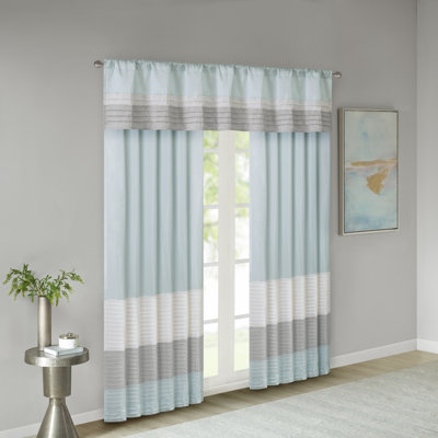Amherst Aqua Pintuck Single 50x18" Window Valance