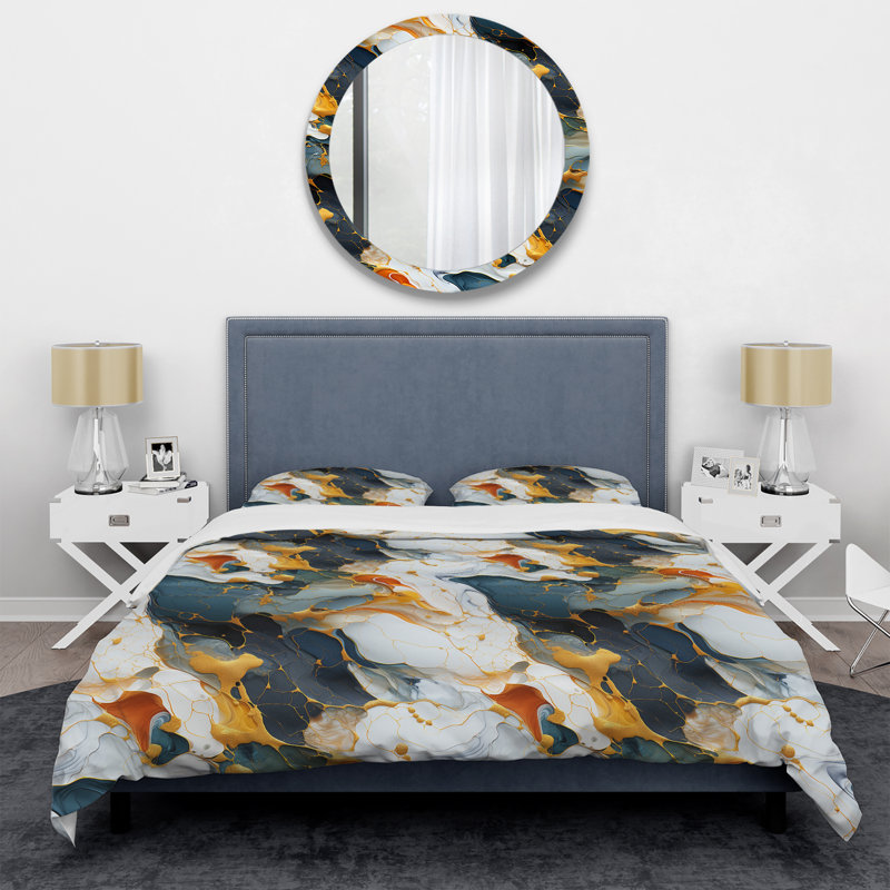 Ensemble de housse de couette en marbre Urban Retreat Marble Pattern II, Housse de couette simple + 1 taie décorative stan