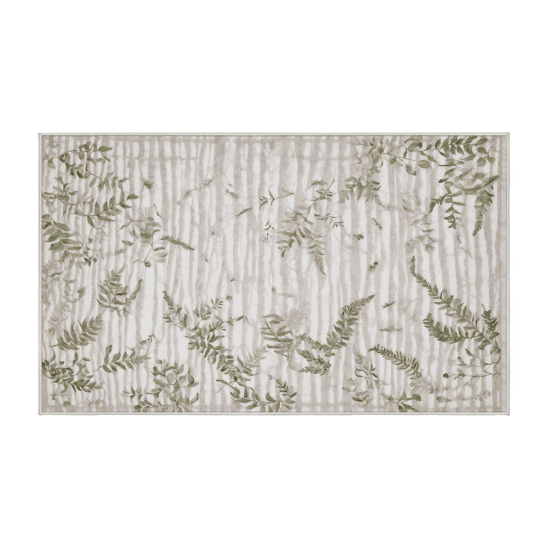 Tapis beige lavable à la machine, Rectangle 7 pi x 10 pi