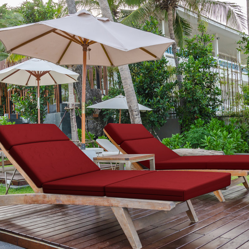 4In Chaise Lounge Cushions Outdoor, Red, 44" W x 21" D