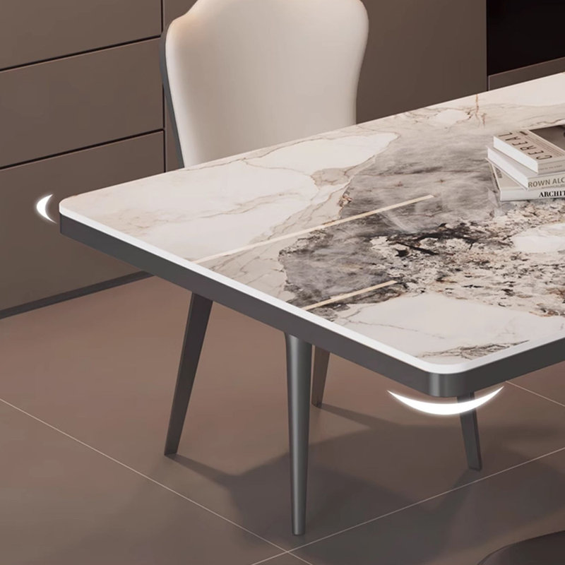 Rectangular household stainless steel dining table, 29.52"H x 62.99"L x 35.43"W
