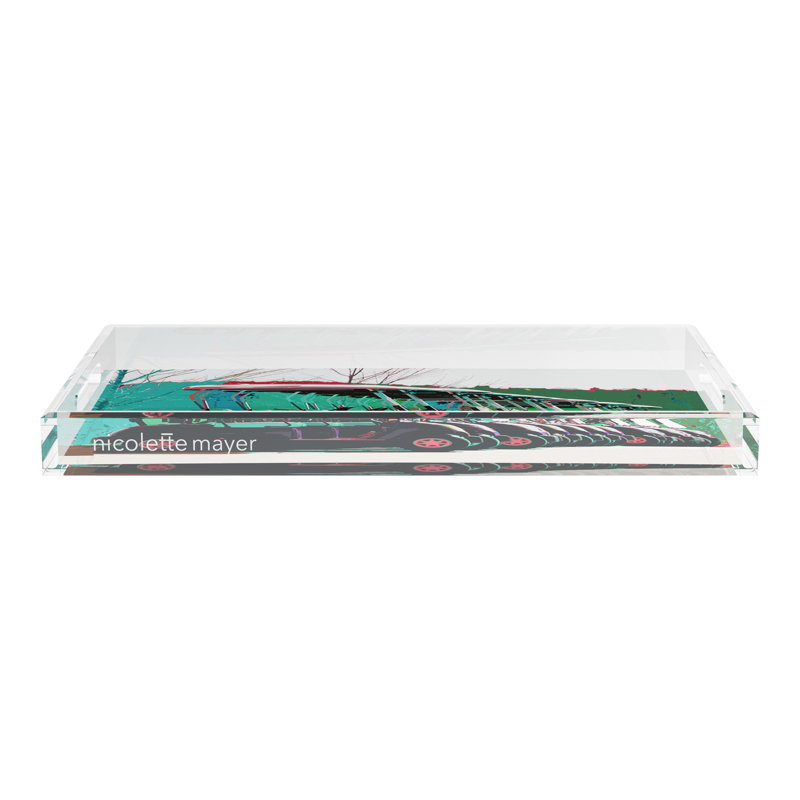Abstract Decorative Tray, 2" H x 22.5" W x 14.5" D, Green