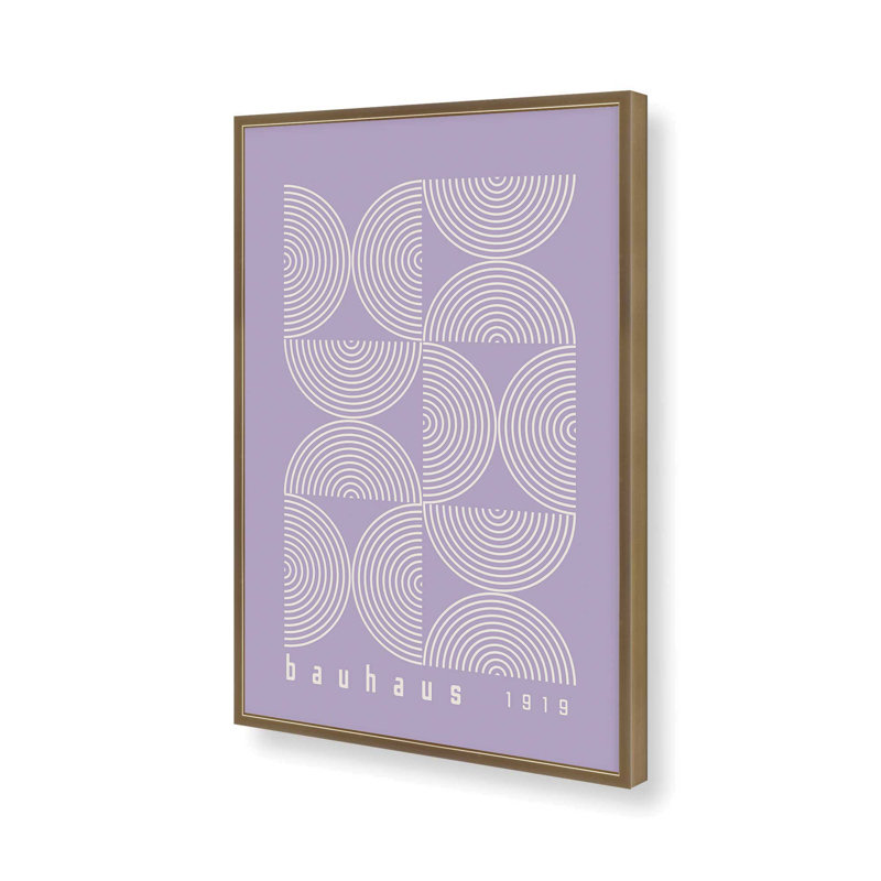 Mauve Bauhaus Composition II, reproduction dans un cadre, Or brossé, H 37,25 po x l 25,25 po x P 1,25 po
