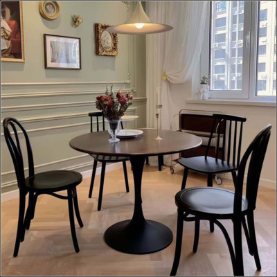 Round Table, Modern Dining Table, Dining Table,MDF Top And Steel Base Round Kitchen Table,Kitchen Table, Mid Century Coffee Table For Living Room, Ova