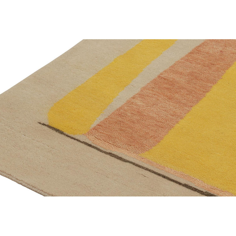 Hand Knotted Geometric Area Rug, Rectangle 8' x 10'