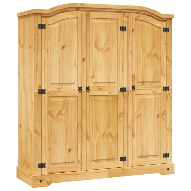 Lonepine 3 Door Solid Wood Wardrobe, Brown