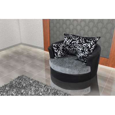 Shannon Upholstered Chenille Swivel Barrel Chair