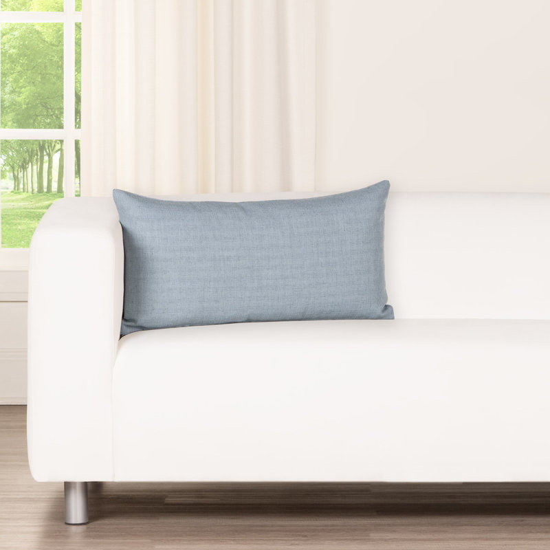 Coussin décoratif en faux lin Indy, Polyester, Bleu, Traversin H 8 po x l 21 po