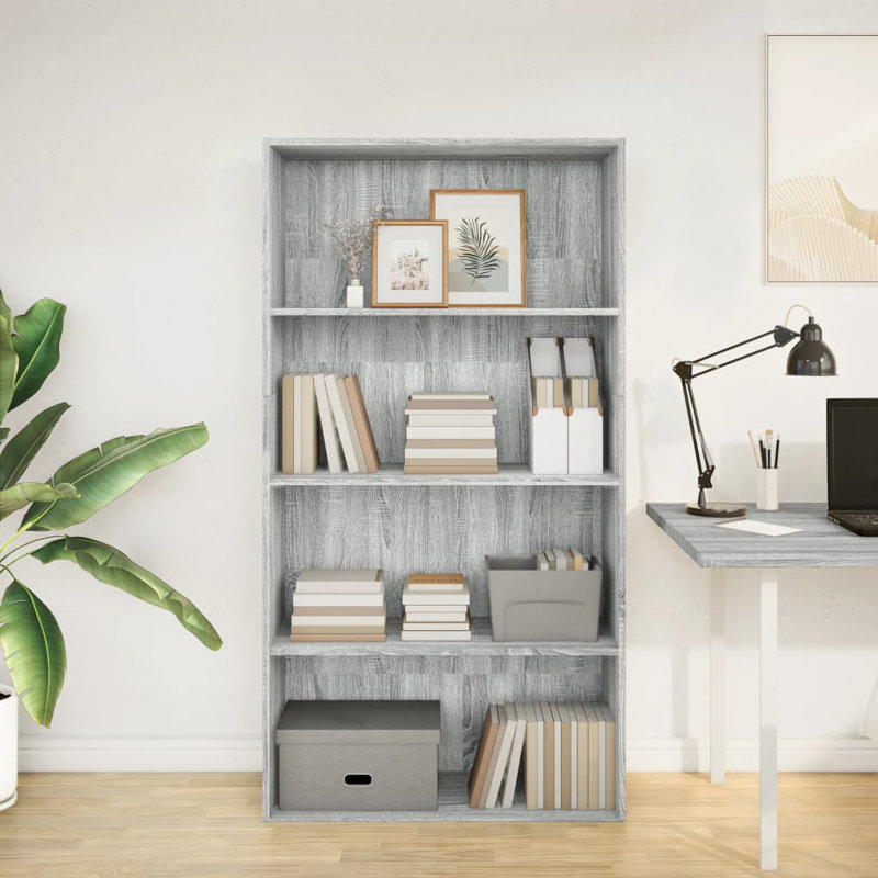 Analuisa Bookcase, (3 Shelves) 152cm H x 80cm W x 30cm D, Grey Sonoma