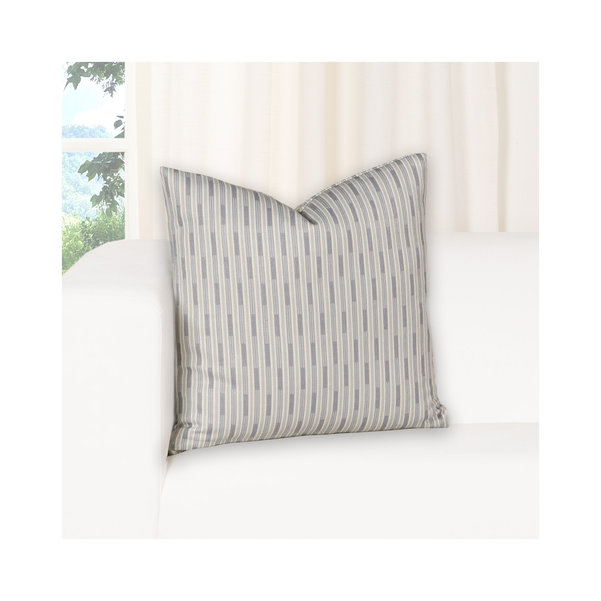 Benton Stripe Accent Pillow, Square 26", Blue, Polyester