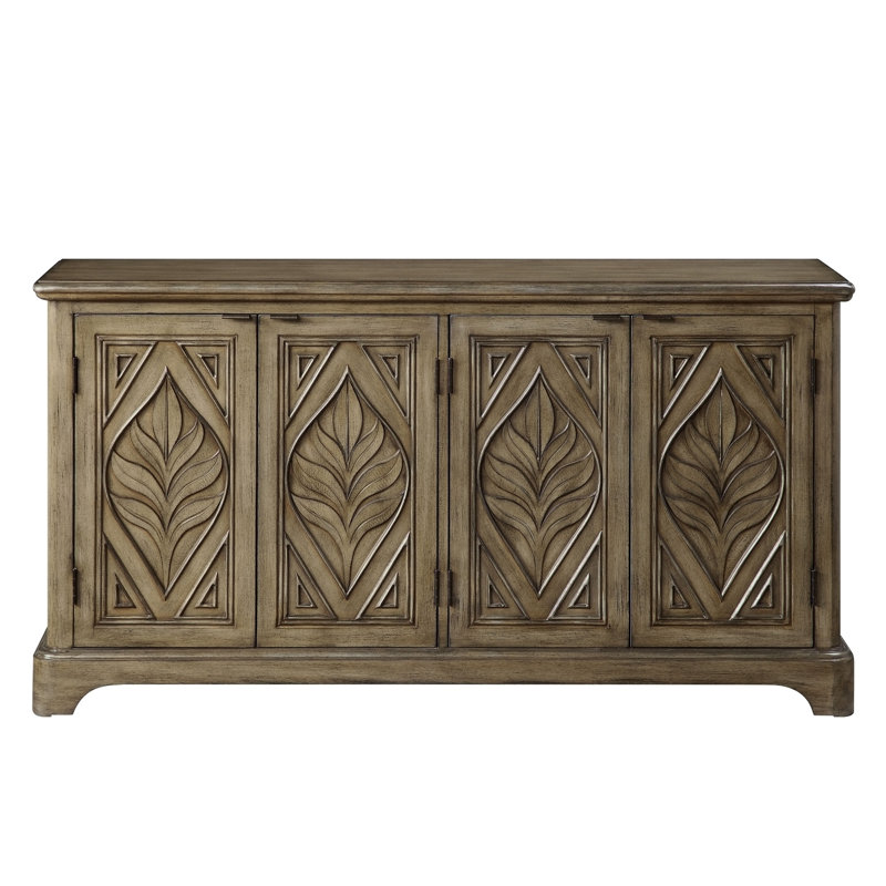 Rectangular Console Table With 4 Doors,Buffet cabinet,Office Credenza, Gray