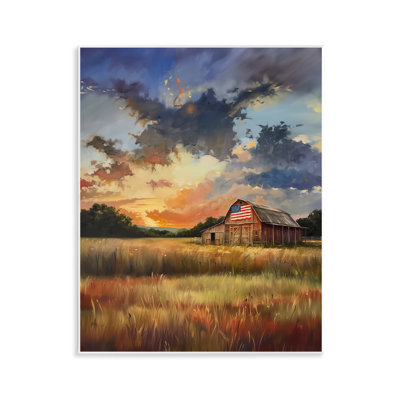 Plaque murale American Barn at Sunset, design par Arlington Prints