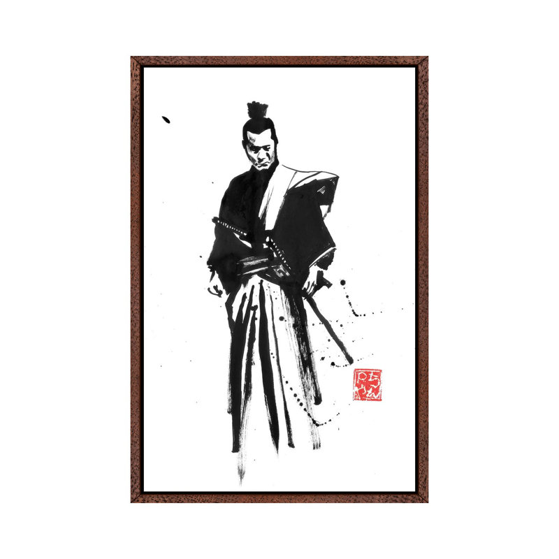 Soleil Rouge by Péchane - Painting on Canvas, 66.04 cm H x 45.72 cm W, Classic Brown Wood Framed