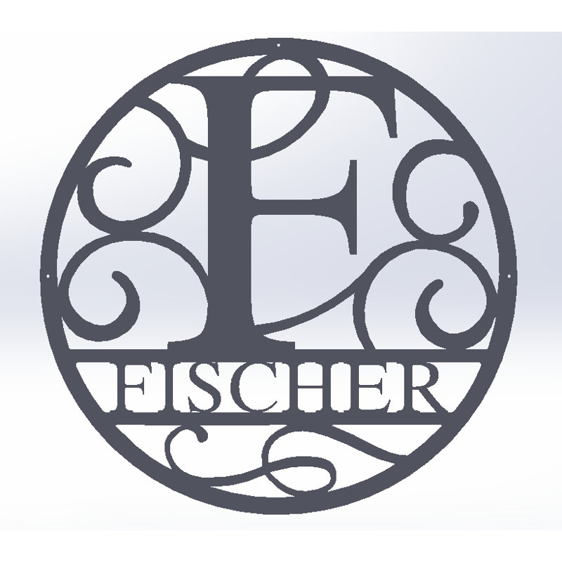 Décoration murale monogramme «Fancy Vine», H 24 po x l 24 po x P 0,25 po, Dos plat