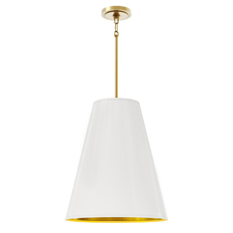 4 - Light Pendant, Matte Daisy/Matte Gold Interior, Modern Brass