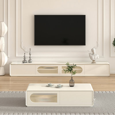 Meuble télé en bois massif table basse minimal