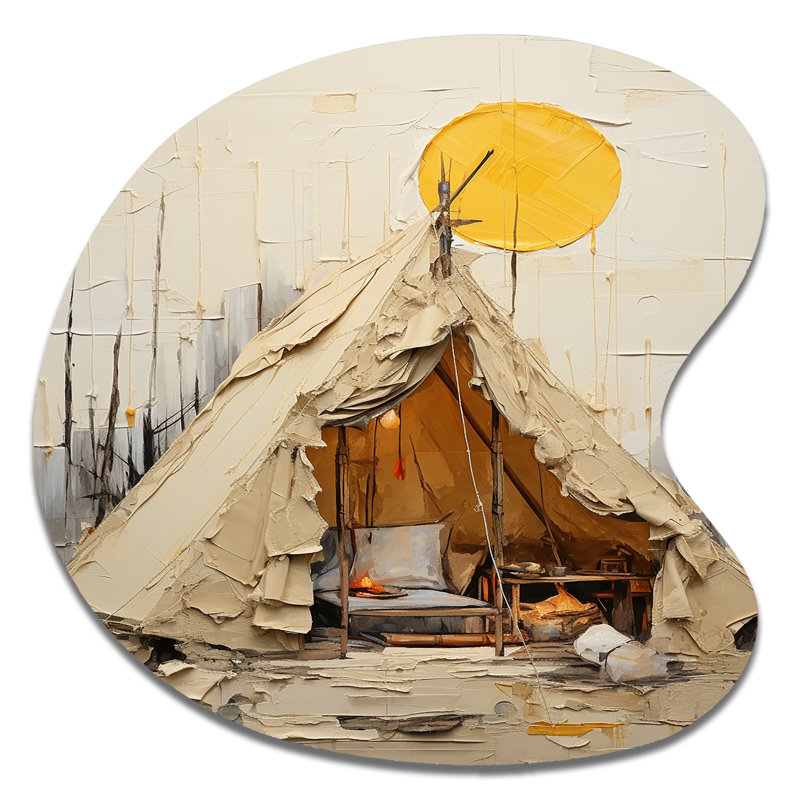 «Camping Tent Outdoor Adventure IV», impression asymétrique de sculpture murale en métal, H 33 po x l 33 po