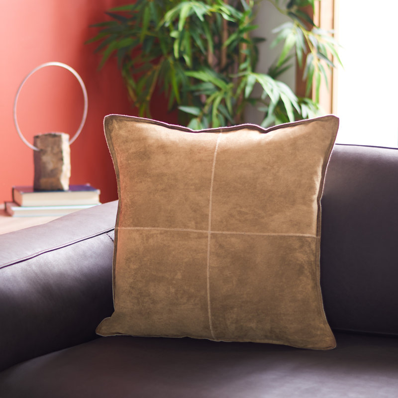 Camel Faux Suede 18-inch Square Throw Pillow
