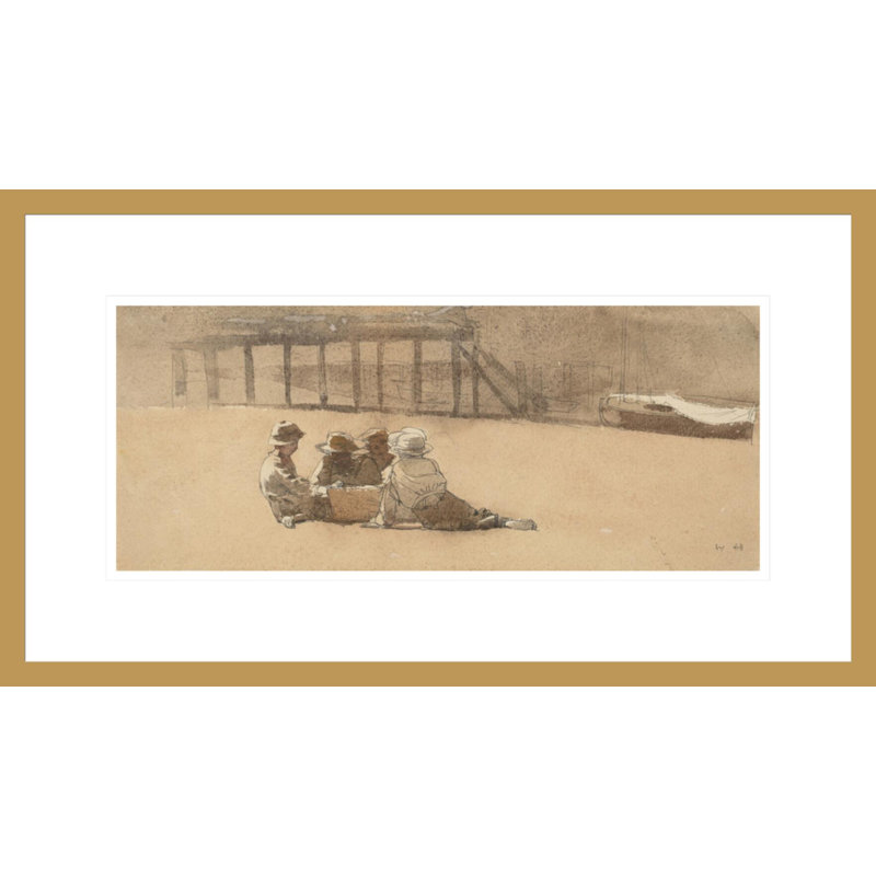 Quatre garçons sur une plage par Winslow Homer - impression giclée encadrée, H 12,34 po x l 21,75 po