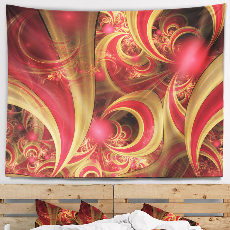 Tapisserie à motif fractal rose floral, H 32 po x l 39 po