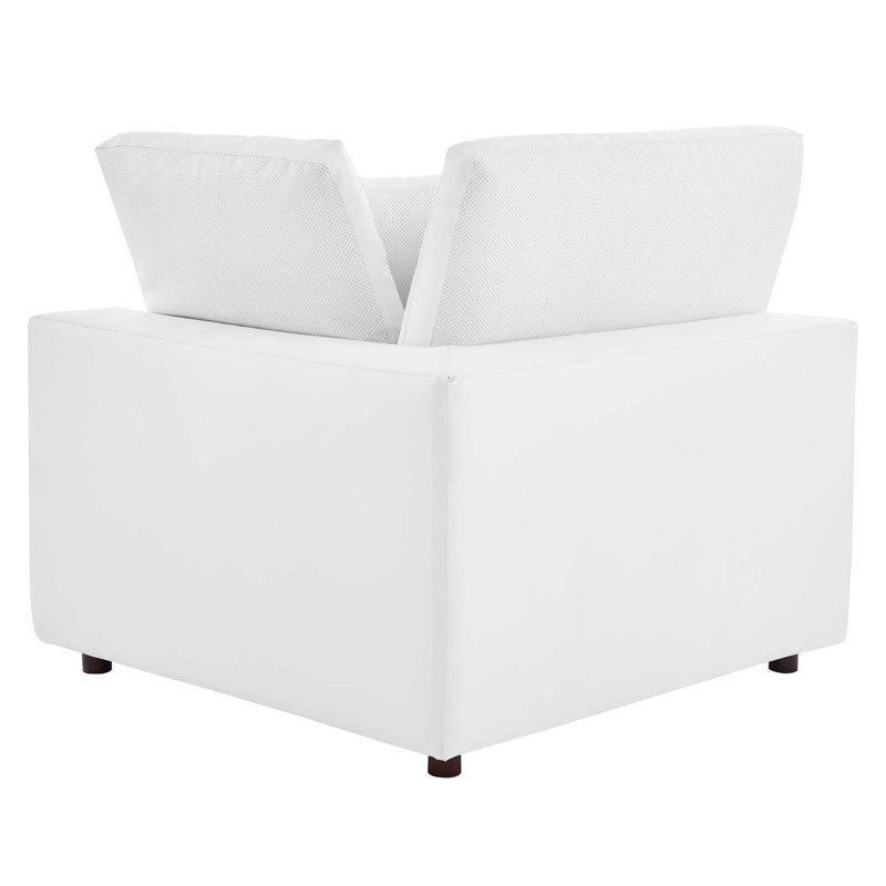 Causeuse en cuir végétalien rembourré de duvet Modway Commix, Similicuir blanc