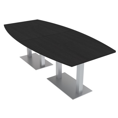 Table de conférence en forme de bateau avec base en métal double
