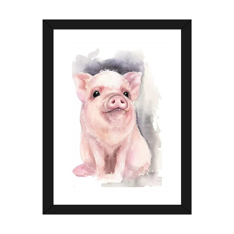 Décoration murale cochon pour enfants, H 32 po x l 24 po x P 1 po, Papier encadré noir