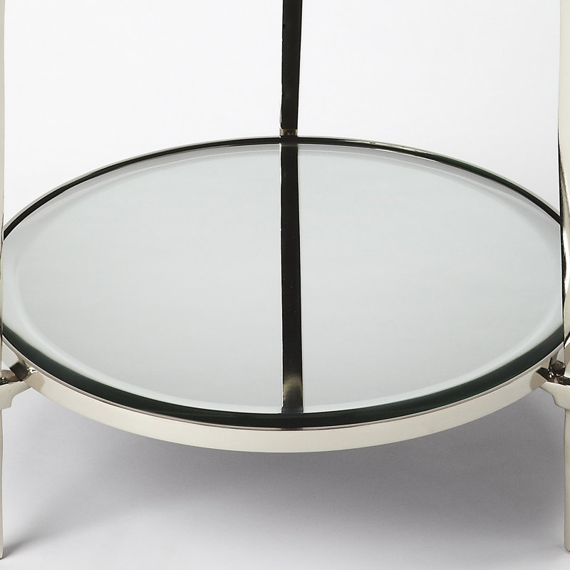  17 po Jolene W Table d'appoint ronde en métal et miroir, argent