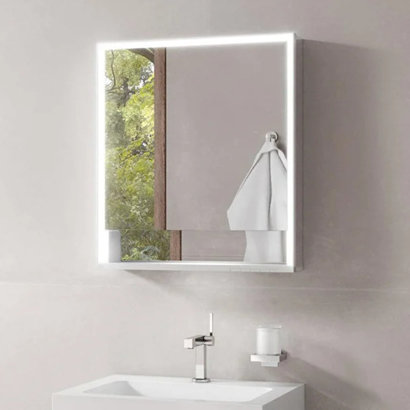 65mm W 73.5mm H Surface Frameless Medicine Cabinet Mirror 2 Adjustable