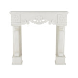 Cole And Grey Wooden Freestanding Scroll Fireplace Mantle With Floral Accents