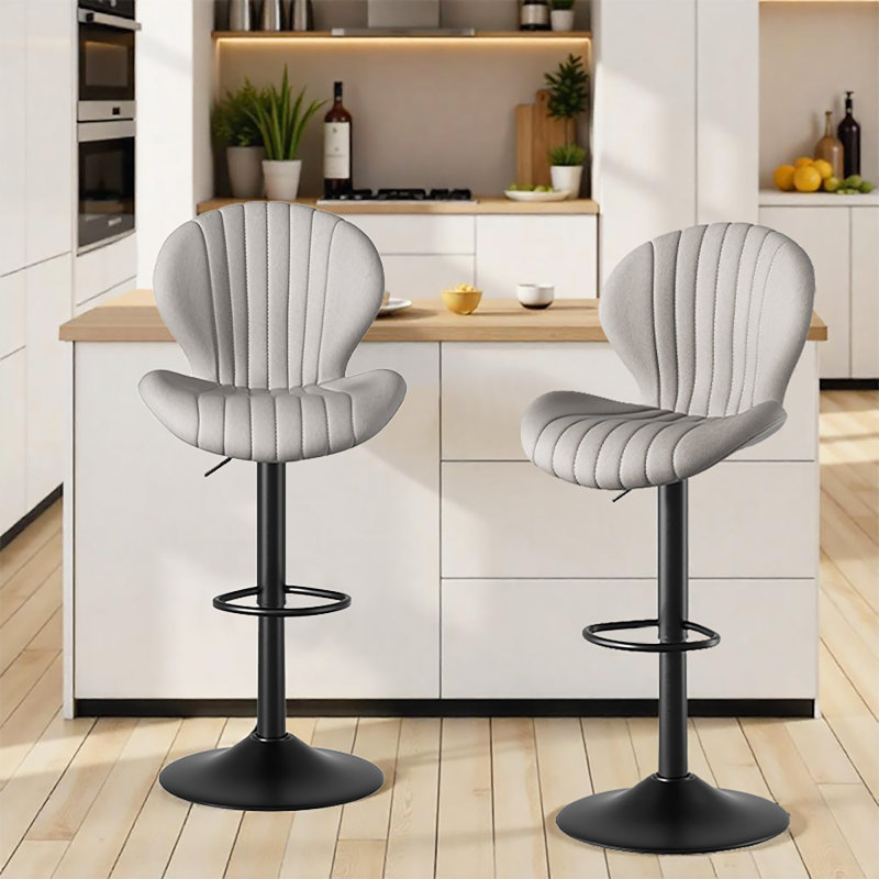 Tabourets de bar pivotants à hauteur réglable, tabourets de comptoir revêtus de similicuir, Gris