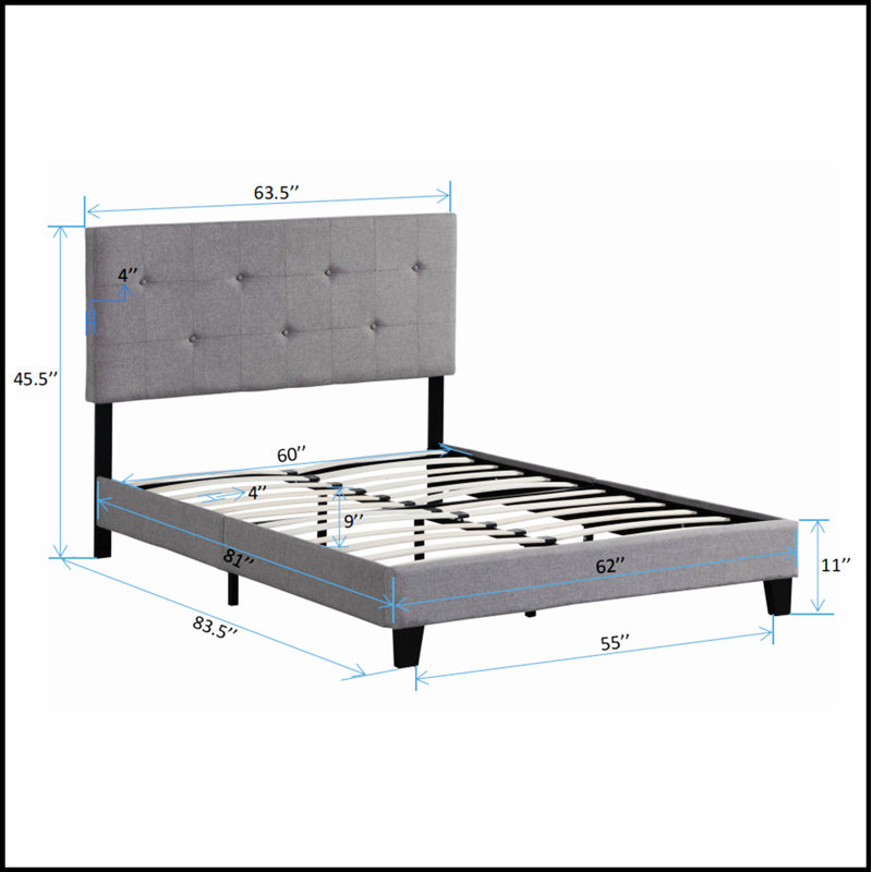 Structure de lit plateforme tapissier avec tête de lit capitonnée tirant, alliant style et durabilité pour les chambres modernes