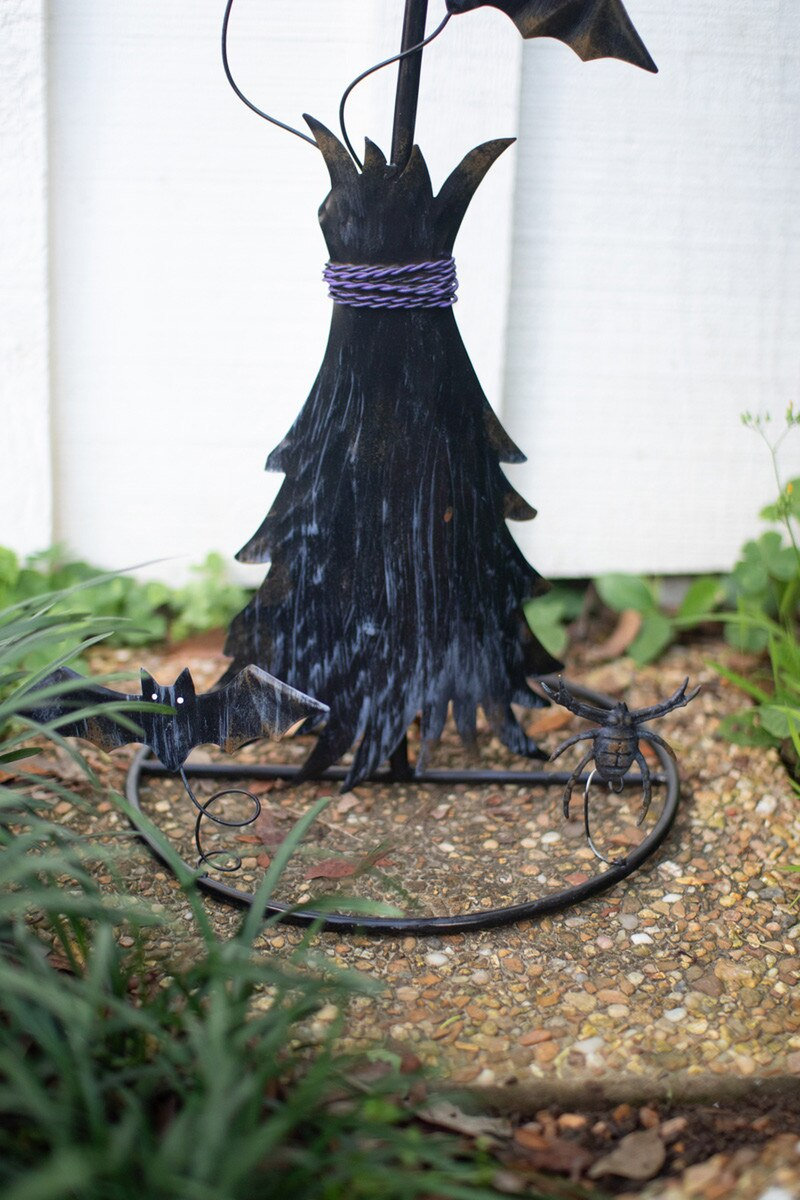 Painted Metal Halloween Witch Hat With Bats Candy Holder