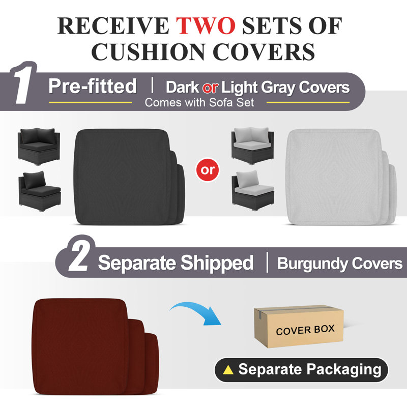 Arisbet 4-Person 5-Piece Modular Wicker Outdoor Sectional Set with Cushions & 60,000 BTU Propane/Natural Gas Fire Pit Table