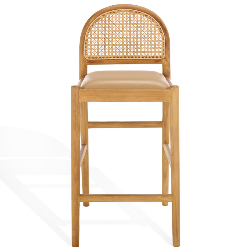 Ottavia Rattan Counter Stool, Tan/Leather