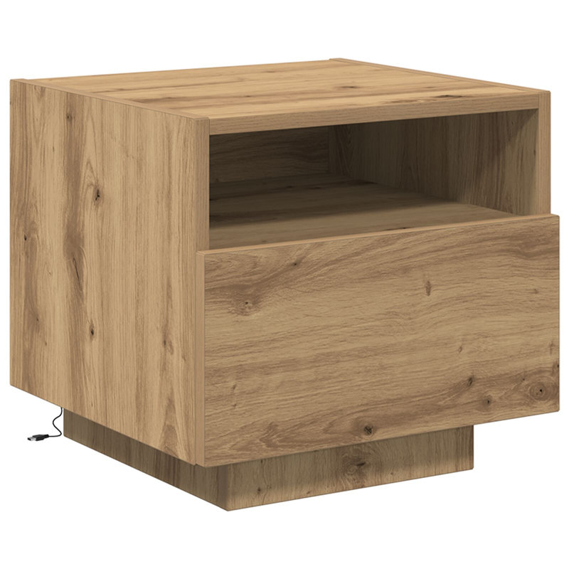 Bedside Cabinet Compact Storage, Artisan Oak