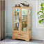Vitrine en verre avec lumières DEL et tablettes réglables - 2 portes, 1 tiroir, design rétro