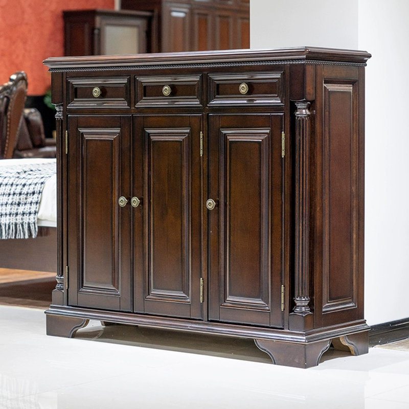 Banc de rangement pour chaussures en bois massif noyer foncé