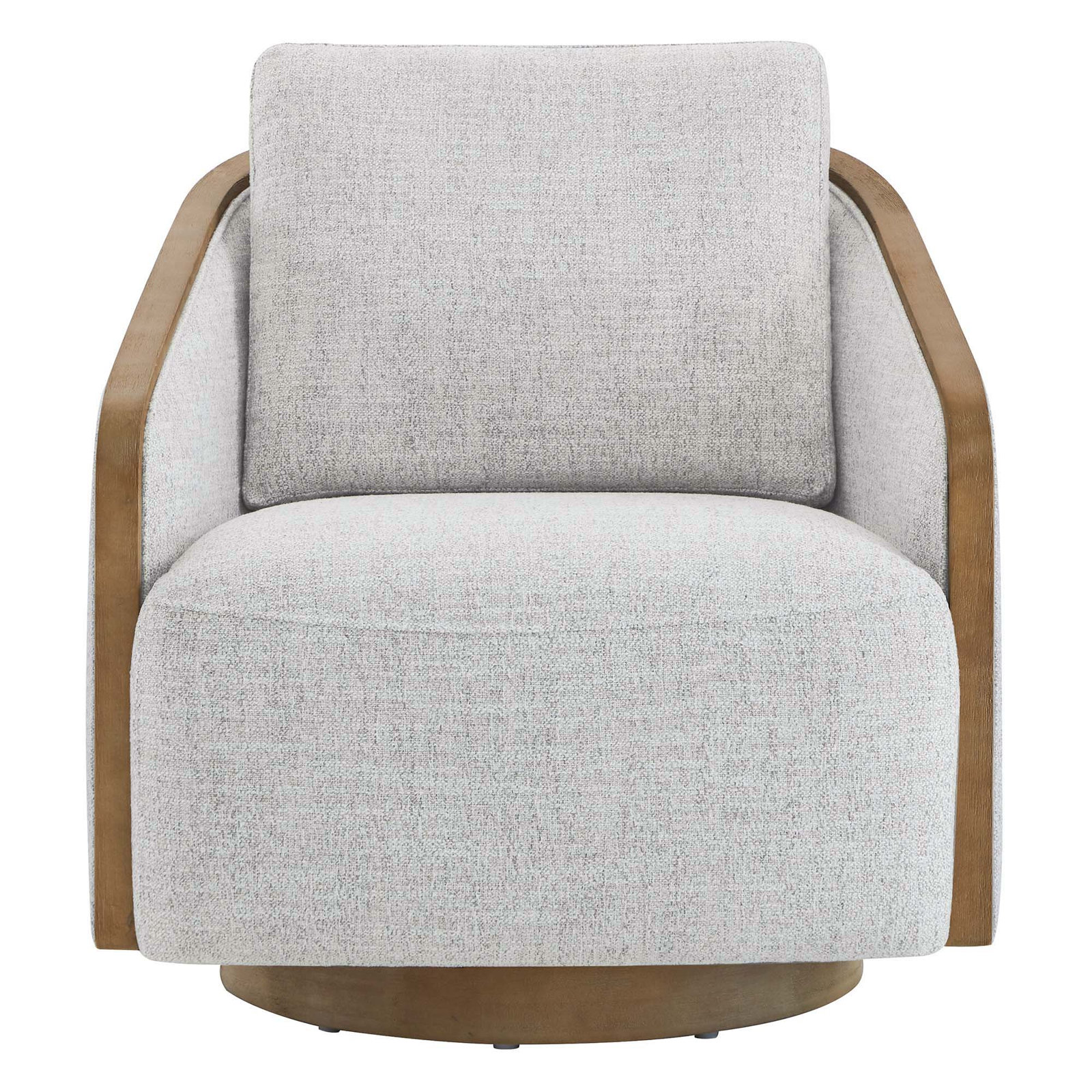 Nieve Upholstered Swivel Barrel Chair, Gray Heathered