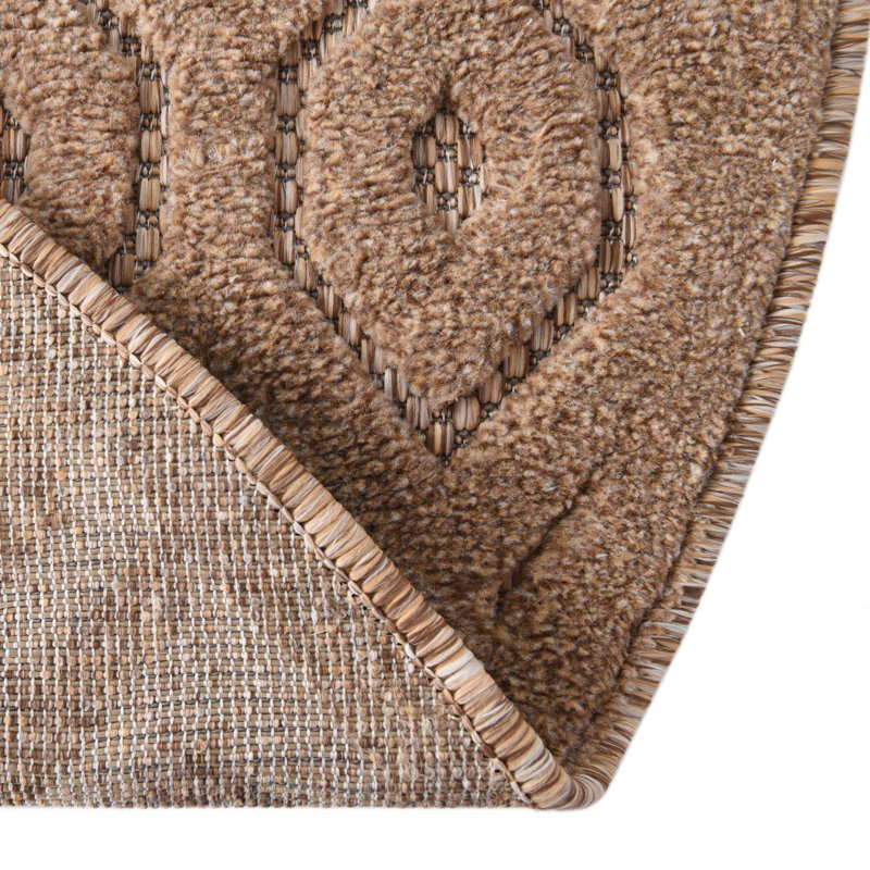 Tapis intérieur / extérieur beige Heberling, Rond 7 pi