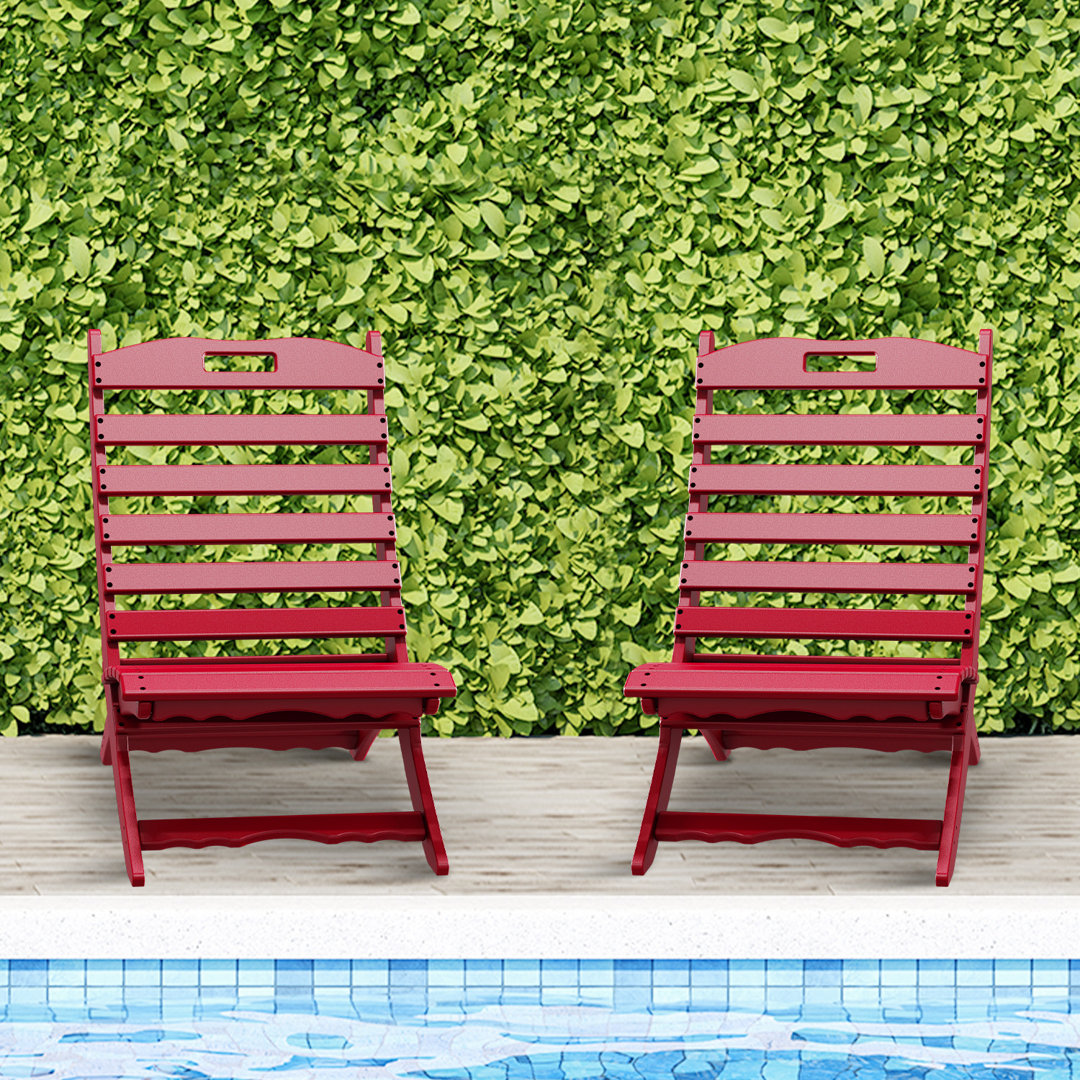Alexeya Foldable Outdoor Adirondack Chair (Set of 2) Highland Dunes 