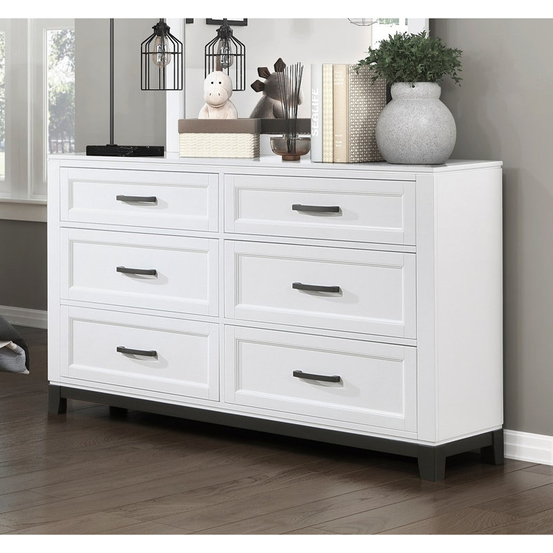 Commode avec 6 tiroirs de rangement, Blanc