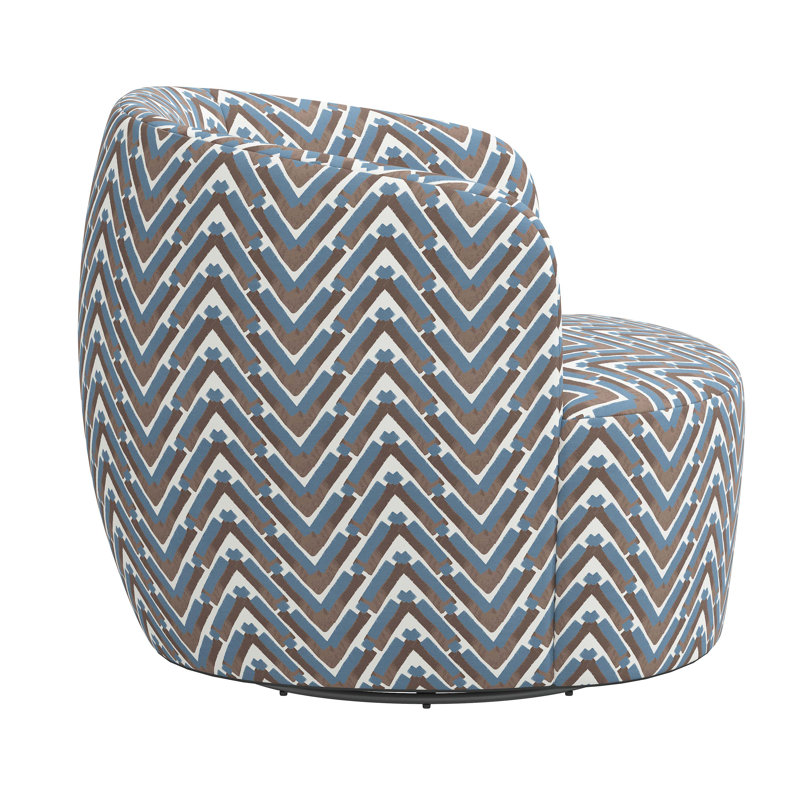 Maya Swivel Chair In Boucle, Stroke Ocean Chevron