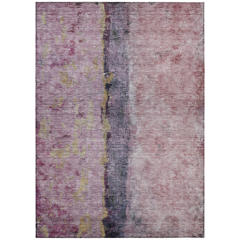 Tapis d'extérieur lavable abstrait 3 pi x 5 pi mauve