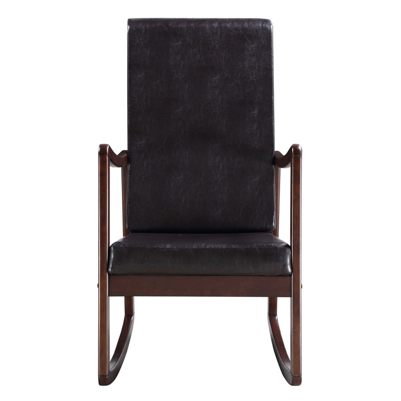 Chaise berçante brun foncé et espresso avec accoudoirs