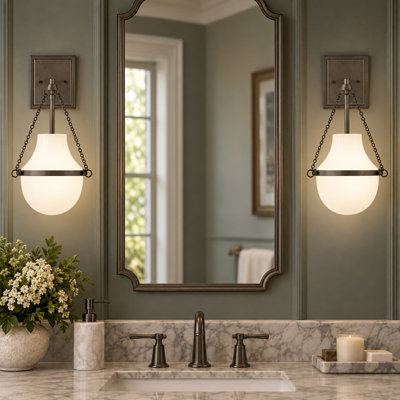 18.25 in. Single Light Teardrop Glass Bath Wall Sconce