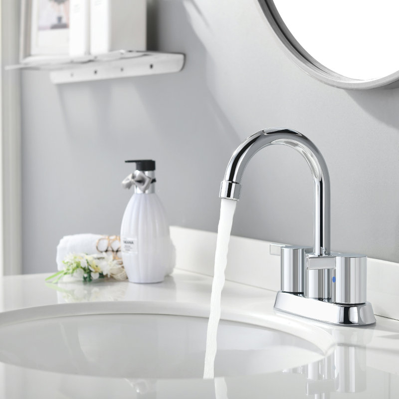 2-handle Bathroom Faucet with Drain Assembly, Chrome