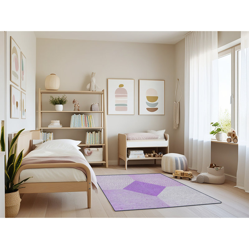Tapis mauve à métier motorisée, Rectangle 3 pi x 5 pi